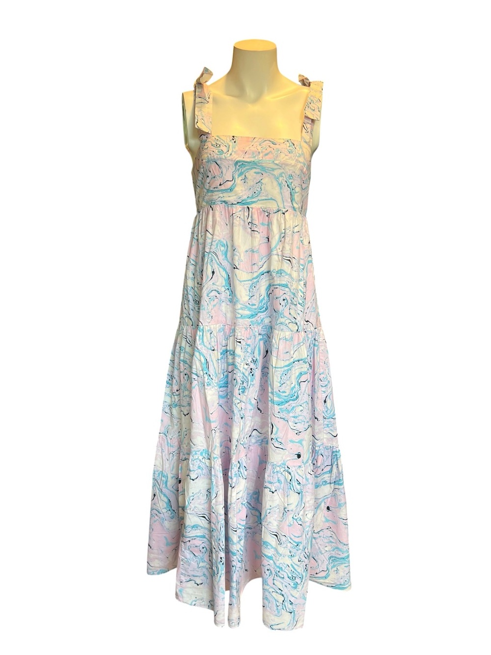 Buddy Love Marble Maxi Dress in Light Blue & Pink